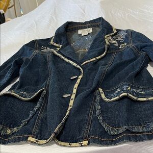 Coldwater Creek Dark Denim Jacket with Embroidery